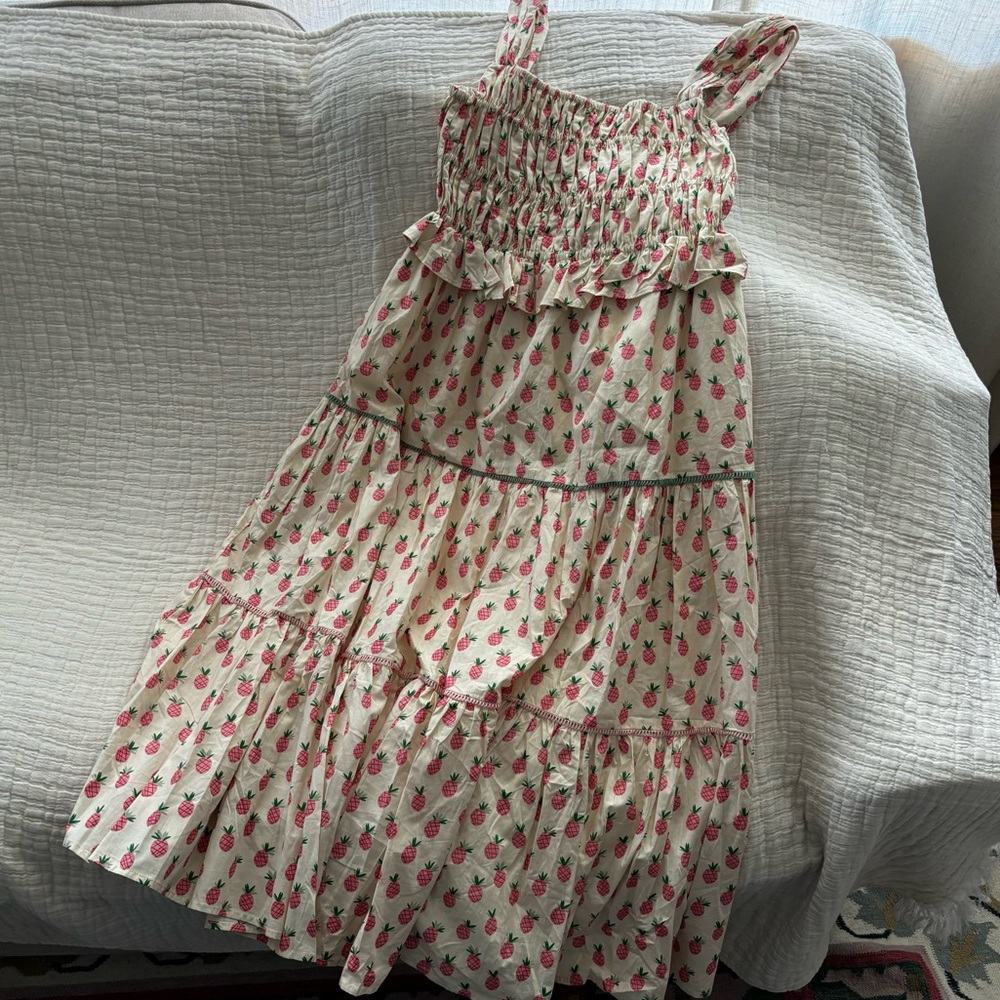 Ina Pineapple print Tiered Midi dress size M